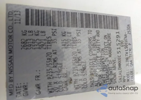 2014 Infiniti Qx60 z USA, uszkodzony, nr VIN 5N1AL0MMXEC515291